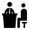 two black and white stick figures; job interview